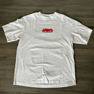 Jaws 1975 Movie Promo Graphic Tee Oversized Cotton Back Graphic T Shirt Vintage